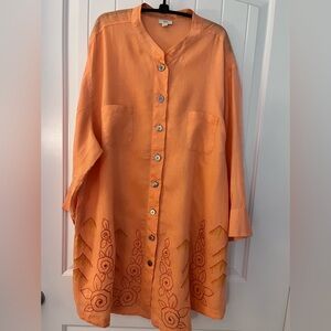J.Jill Tangerine Embroidered Linen Tunic 3X
